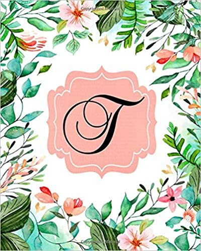 T: Initial Monogram Letter T Lined Floral Notebook, Journal indir