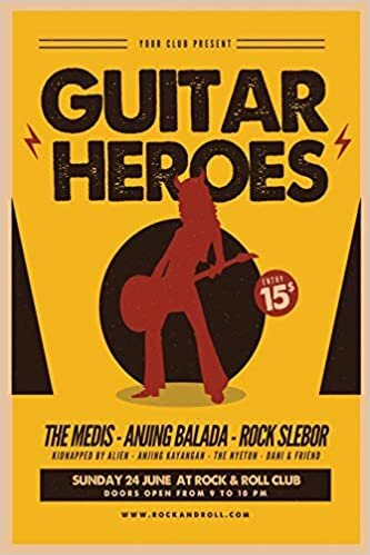 Retro Music Guitar Hero Notebook-6x9 100 Pages College Ruled Journal indir