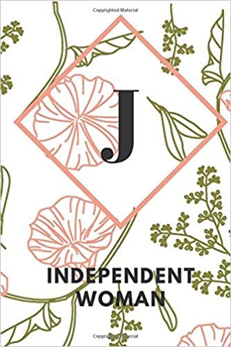 indir J (INDEPENDENT WOMAN): Monogram Initial &quot;J&quot; Notebook for Women and Girls, green and creamy color.