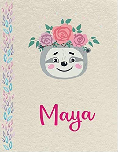 indir Maya: Personalized Sloth Primary Composition Notebook for girls with pink Name: handwriting practice paper for Kindergarten to 2nd Grade Elementary ... composition books k 2, 8.5x11 in, 110 pages )