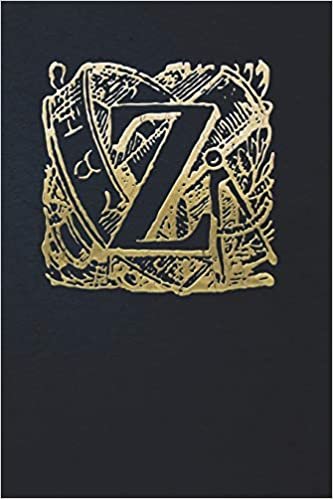 Notebook: Art Nouveau Initial Z - Gold on Black - Lined Diary / Journal indir