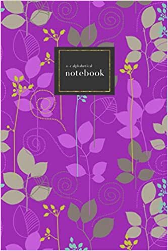 indir A-Z Alphabetical Notebook: 6x9 Medium Ruled-Journal with A-Z Alphabetical Labels | Retro Stylish Leafy Design | Purple