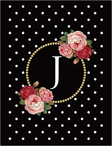 indir Black and White Polka Dot Vintage Floral Monogram Journal with Letter J