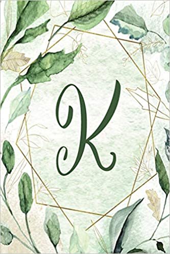 Planner Undated 6"x9" - Green Gold Floral Design - Initial K: Non-dated Weekly and Monthly Day Planner, Calendar, Organizer for Women, Teens - Letter K