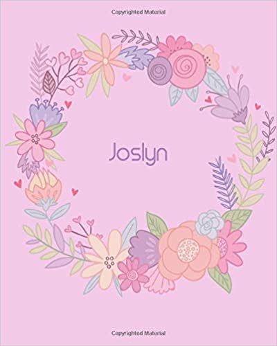 indir Joslyn: 110 Lined Pages 8x10 Cute Pink Blossom Design with Lettering Name for Girl, Journal, School and Self Note,Joslyn