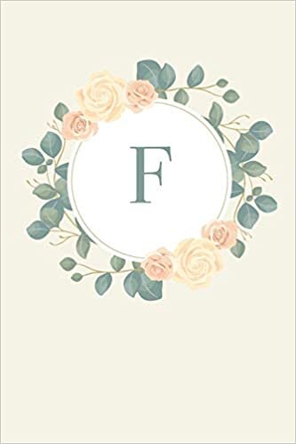 indir F: 110 College-Ruled Pages (6 x 9) | Pretty Monogram Journal and Notebook with a Simple Vintage Floral Roses and Peonies Design with a Personalized Initial Letter | Monogramed Composition Notebook