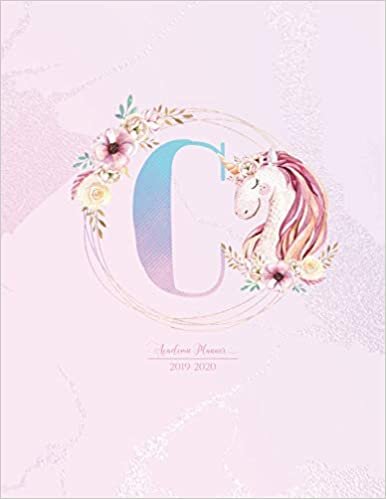 Academic Planner 2019-2020: Unicorn Pink Purple Gradient Monogram Letter C with Flowers Cute Academic Planner July 2019 - June 2020 for Students, Girls and Teens (School and College) indir