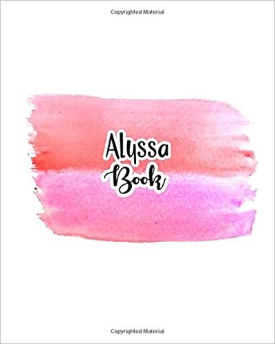 indir Alyssa Book: 100 Sheet 8x10 inches for Notes, Plan, Memo, for Girls, Woman, Children and Initial name on Pink Water Clolor Cover