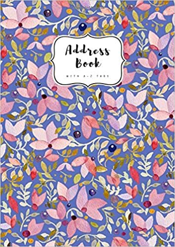 indir Address Book with A-Z Tabs: A4 Contact Journal Jumbo | Alphabetical Index | Large Print | Watercolor Floral Pattern Design Blue