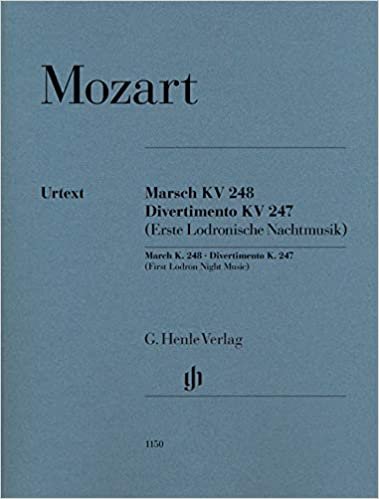 Marsch KV 248  und Divertimento KV 247 (Erste Lodronische Nachtmusik): Stimmensatz: 2 Hörner (F), 2 Violinen, Viola, Basso; Basso-Stimme mit Violoncello und/oder Kontrabass zu besetzen indir