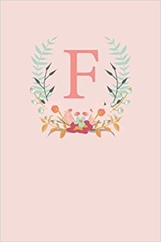 indir F: A Simple Pink Floral Wreath Monogram Sketchbook | 110 Sketchbook Pages (6 x 9) | Floral Watercolor Monogram Sketch Notebook | Personalized Initial Letter Journal | Monogramed Sketchbook
