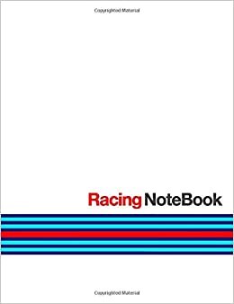 Racing NoteBook: White M-Racing Stripes Theme Cover - Large 7.44 x 9.69 - Wide Ruled 120 Pages (60 sheets)