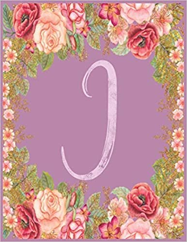 indir J: Monogram J Journal with the Initial Letter J Notebook for Girls and Women, Pink Mauve Floral Design with Cursive Fancy Text