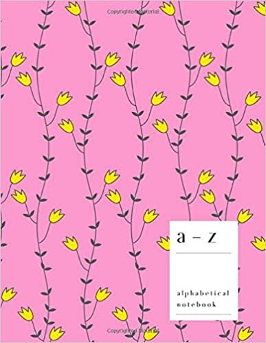 A-Z Alphabetical Notebook: 8.5 x 11 Large Ruled-Journal with Alphabet Index | Vertical Stripe Floral Cover Design | Pink indir