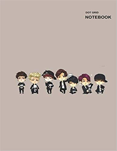Gridded dot notebook: BTS Chibi Style Bullertproof Vest Cover, 110 pages [55 sheets], 8.5 inch x 11 inch, Dotted Pages. indir