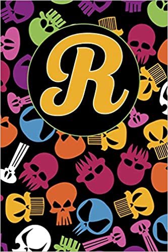 indir R: Letter R Journal, Colorful Skulls, Personalized Notebook Monogram Initial, 6 x 9