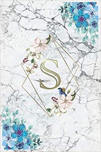 indir S: Cute Initial Monogram Letter S Medium Lined Journal &amp; Diary for Writing &amp; Note Taking for Girls and Women - Grey Marble &amp; Floral Print
