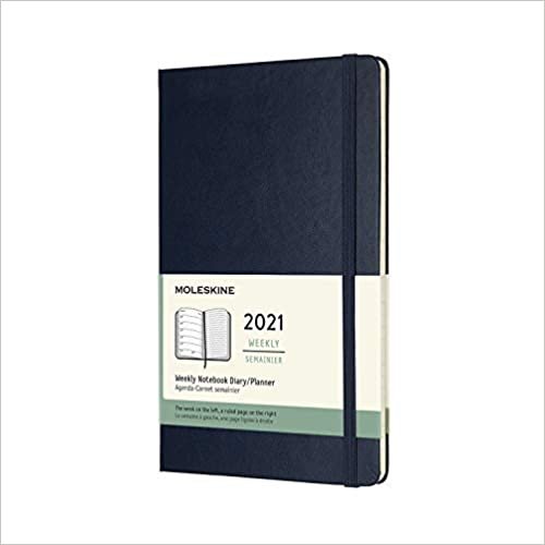 Moleskine 2021 Weekly Planner, 12M, Large, Sapphire Blue, Hard Cover (5 x 8.25)