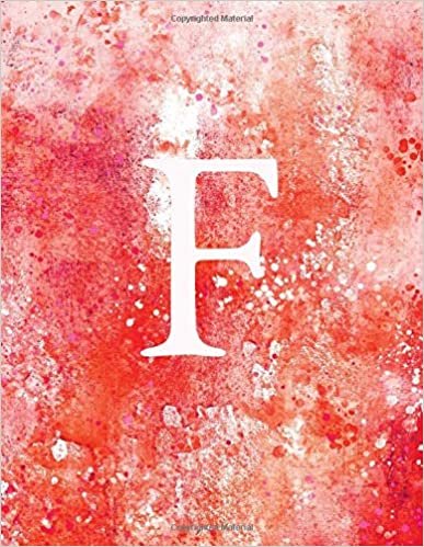 indir F: Monogram Initial F Notebook for Women and Girls-Distressed Pink Orange and White-120 Pages 8.5 x 11