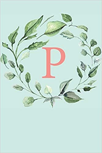 indir P: A Soft Mint Green Floral Wreath Monogram Sketchbook | 110 Sketchbook Pages (6 x 9) | Floral Watercolor Monogram Sketch Notebook | Personalized Initial Letter Journal | Monogramed Sketchbook