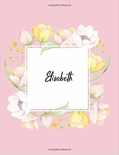 indir Elisabeth: 110 Ruled Pages 55 Sheets 8.5x11 Inches Water Color Pink Blossom Design for Note / Journal / Composition with Lettering Name,Elisabeth