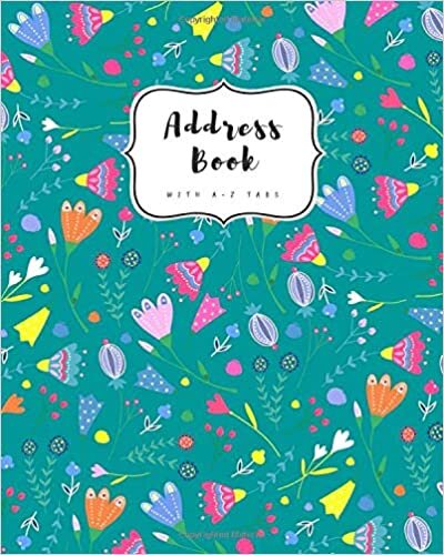indir Address Book with A-Z Tabs: 8x10 Contact Journal Jumbo | Alphabetical Index | Large Print | Cute Decorative Flower Design Teal