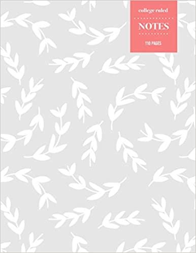College Ruled Notes 110 Pages: Vintage Floral Notebook for Professionals and Students, Teachers and Writers | Light Grey Vine Pattern with Salmon Pink Tag indir
