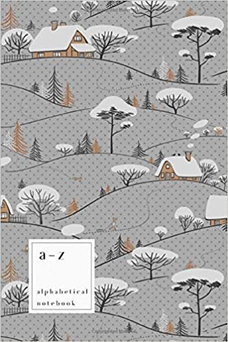 indir A-Z Alphabetical Notebook: 6x9 Medium Ruled-Journal with Alphabet Index | Cute Snow Tree House Cover Design | Gray