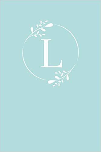 indir L: 110 Sketch Pages (6 x 9) | Light Blue Monogram Sketchbook Notebook with a Simple Floral Emblem | Personalized Initial Letter | Monogramed Sketchbook