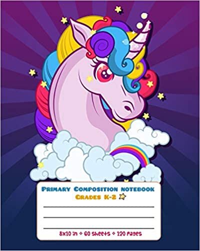 indir Primary Composition Notebook Grades K-2: Picture drawing and Dash Mid Line hand writing paper Story Paper Journal - Fairy Tail Unicorn Design (Unicorn Magic Story Journal)