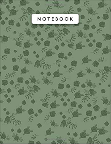 indir Notebook Fern Green Color Mini Vintage Rose Flowers Patterns Cover Lined Journal: Journal, Wedding, 8.5 x 11 inch, A4, 110 Pages, Monthly, Work List, 21.59 x 27.94 cm, College, Planning