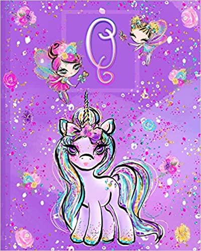 indir Q: Unicorn Composition Notebook Wide Ruled | Monogrammed Initial Q