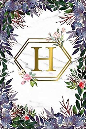 indir H: Pretty Monogram Initial H Wide Ruled Notebook for Women, Girls &amp; School - Personalized Blank Wide Lined Journal &amp; Diary - Adorable Purple Floral Print