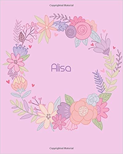 indir Alisa: 110 Lined Pages 8x10 Cute Pink Blossom Design with Lettering Name for Girl, Journal, School and Self Note,Alisa