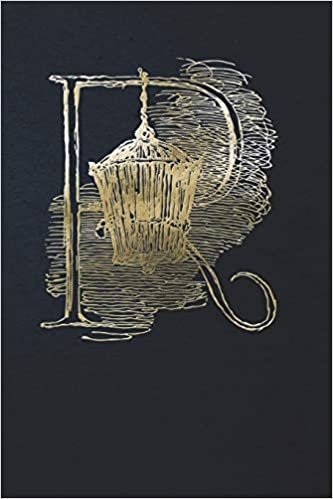 Notebook: Art Nouveau Initial R - Gold on Black - Lined Diary / Journal indir