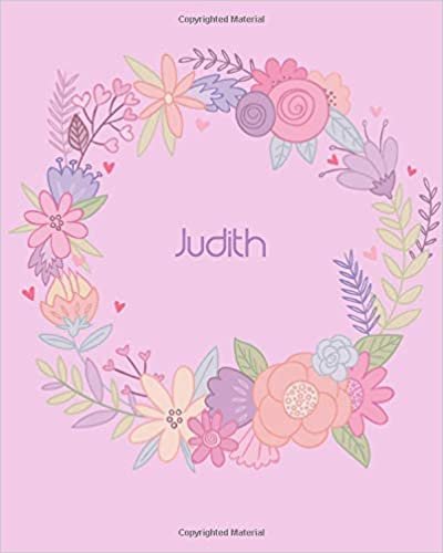 indir Judith: 110 Lined Pages 8x10 Cute Pink Blossom Design with Lettering Name for Girl, Journal, School and Self Note,Judith