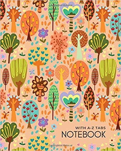 indir Notebook with A-Z Tabs: 8x10 Lined-Journal Organizer Large with Alphabetical Sections Printed | Cute Stylish Forest Design Orange