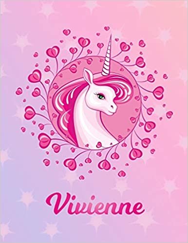 Vivienne: Unicorn Sheet Music Note Manuscript Notebook Paper | Magical Horse Personalized Letter V Initial Custom First Name Cover | Musician Composer ... Notepad Notation Guide | Compose Write Songs indir