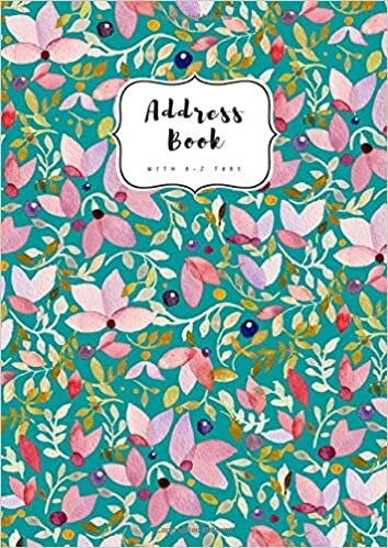 indir Address Book with A-Z Tabs: A4 Contact Journal Jumbo | Alphabetical Index | Large Print | Watercolor Floral Pattern Design Teal