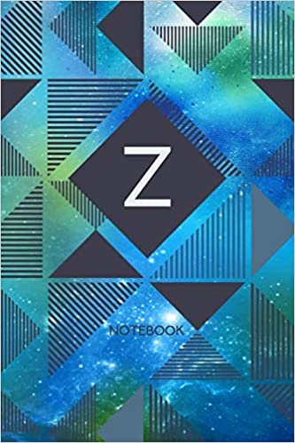 indir Z - Notebook: Monogram Initial Z – Personalized Blank Wide Lined Journal Gift with Modern Green &amp; Blue Contemporary Starry Space Paint Splatter with Geometric Design for Men &amp; Women