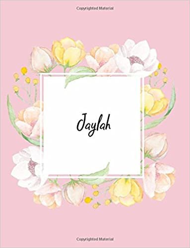 indir Jaylah: 110 Ruled Pages 55 Sheets 8.5x11 Inches Water Color Pink Blossom Design for Note / Journal / Composition with Lettering Name,Jaylah