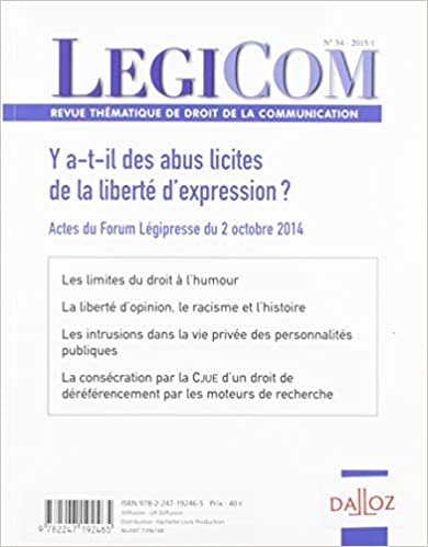 LEGICOM N°54 Y a-t-il des abus licites de la liberté d'expression ? (DZ.LEGIPRESSE) indir