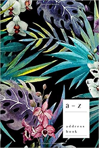 indir A-Z Address Book: 4x6 Small Notebook for Contact and Birthday | Journal with Alphabet Index | Watercolor Tropical Leaf Cover Design | Black