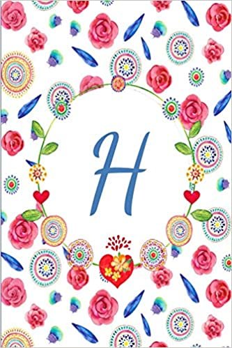 indir H: Beautiful Mandala And Rose Flower Journal, Monogram Initial Letter H Lined Paper