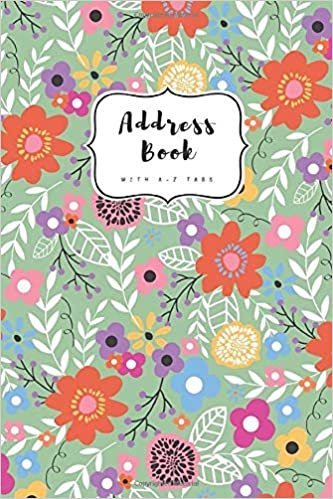 indir Address Book with A-Z Tabs: 4x6 Contact Journal Mini | Alphabetical Index | Pretty Floral Leaf Design Green