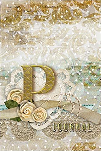 indir P Journal: Letter P Initial Monogram Lined Notebook - Flower and Heart Cream