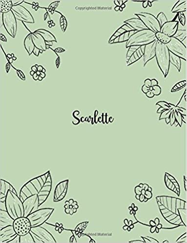 indir Scarlette: 110 Ruled Pages 55 Sheets 8.5x11 Inches Pencil draw flower Green Design for Notebook / Journal / Composition with Lettering Name, Scarlette