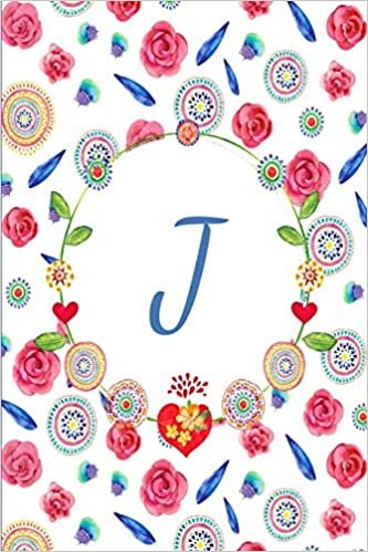 indir J: Beautiful Mandala And Rose Flower Journal, Monogram Initial Letter J Lined Paper