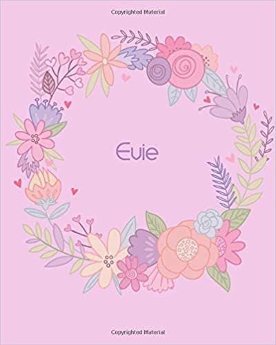 indir Evie: 110 Lined Pages 8x10 Cute Pink Blossom Design with Lettering Name for Girl, Journal, School and Self Note,Evie