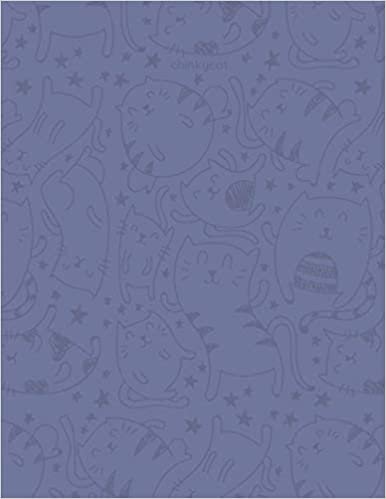 8.5" x 11" Pastel Rhythm Dotted Minimalist Cat Pattern Notebook: Extra Large (21.59 x 27.94 cm) Simple Minimal Grayish Blue Violet Kitty Kitten ... (50 Leaves or Sheets) and 5 mm Point Spacing